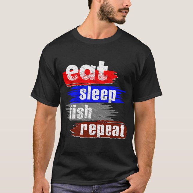 Camiseta Comer Dormir Pescar Repetir (Frente)