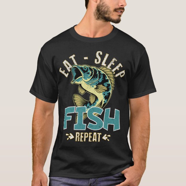 Camiseta Comer Dormir Pescar Repetir (Frente)