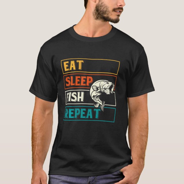 Camiseta Comer Dormir Pescar Repetir Pesca (Frente)