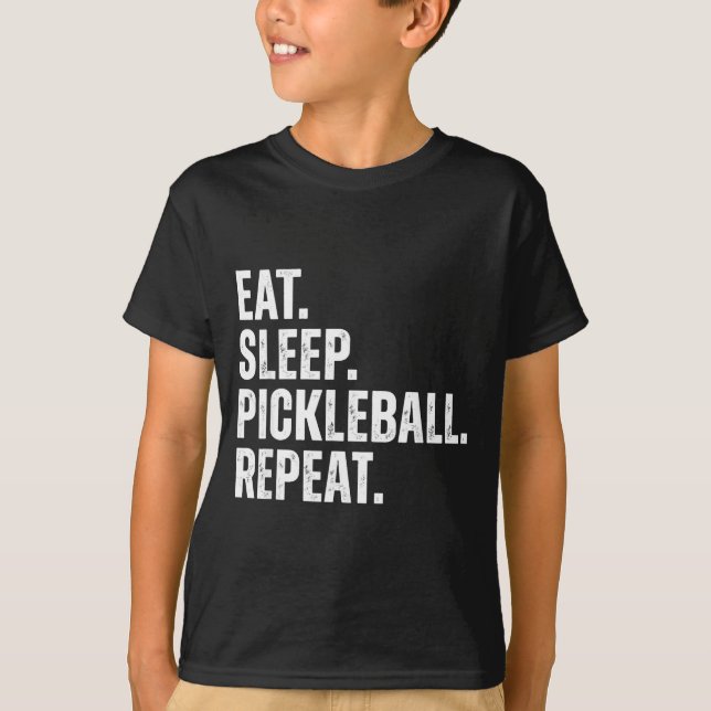 Camiseta Comer Dormir Pickleball Repetir Presente Divertido (Frente)