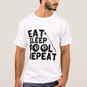 Camiseta Comer Dormir Piscina Repetir Jogador de Bilhar Div