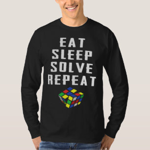 Camiseta Comer Dormir Resolver Repetir Cubo Mágico Quebra-C