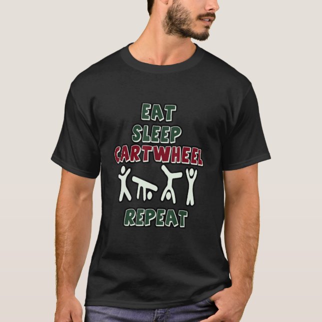 Camiseta Comer Dormir Roda Repetir Ginástica  Tumbling Acro (Frente)