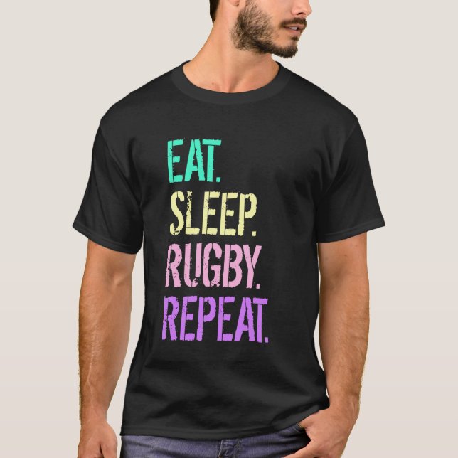 Camiseta Comer Dormir Rugby Repetir (Frente)