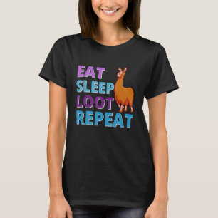 Camiseta Comer Dormir Saquear Repetir LLAMA Aniversário H