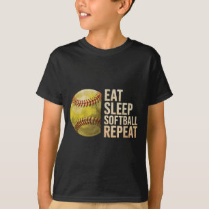 Camiseta Comer Dormir Softbol Repetir Divertido Jogador de 