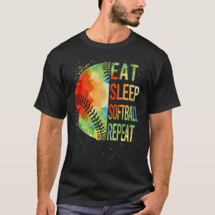 Camiseta Comer Dormir Softbol Repetir Receptor Arremessador