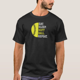 Camiseta Comer Dormir Softbol Repita Jogador