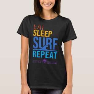 Camiseta Comer dormir surfar repetir cores do pôr do sol re
