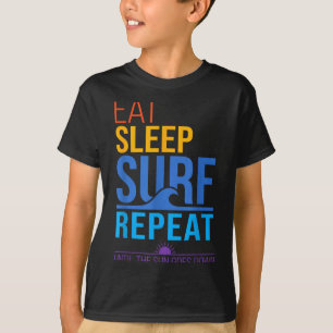 Camiseta Comer dormir surfar repetir cores do pôr do sol re