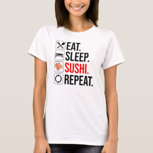 Camiseta Comer. Dormir. Sushi. Repetir