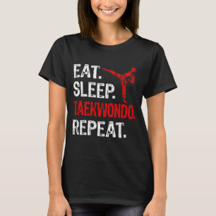 Camiseta Comer Dormir Taekwondo Repetir Jogador de Taekwond
