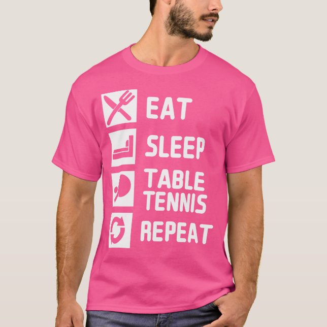 Camiseta Comer Dormir Tênis de Mesa Repetir (Frente)