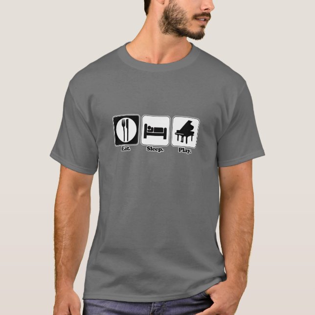 Camiseta comer dormir tocar piano (Frente)