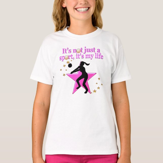 CAMISETA COMER, DORMIR, TREINAR, PINK VOLLEYBALL STAR DESIG (Frente)