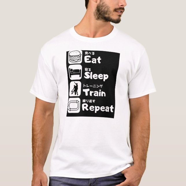 Camiseta Comer, dormir, treinar, repetir (Frente)