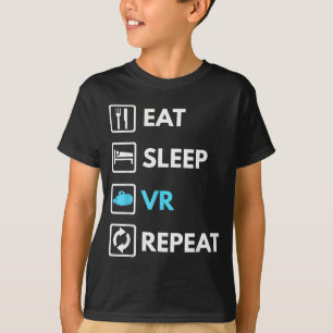 Camiseta Comer Dormir Vr Repetir Divertido Vr Jogador Rapaz