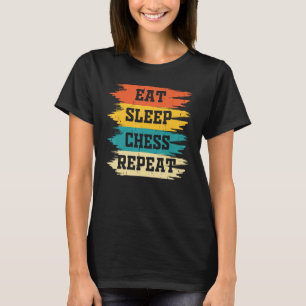 Camiseta Comer dormir Xadrez Repetir Retro Jogador de Xadre