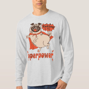 Camiseta Comer é o meu super poder, estilo cômico de manto