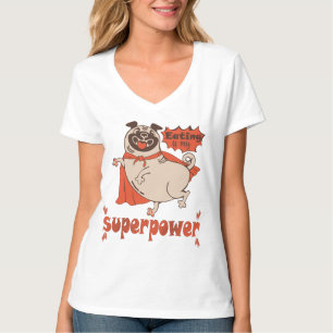 Camiseta Comer é o meu super poder, estilo cômico de manto