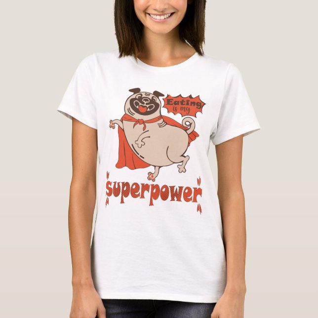 Camiseta Comer é o meu super poder, estilo cômico de manto  (Frente)