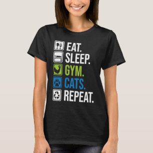 Camiseta comer gato-do-ginásio repetir treino muscular e ga