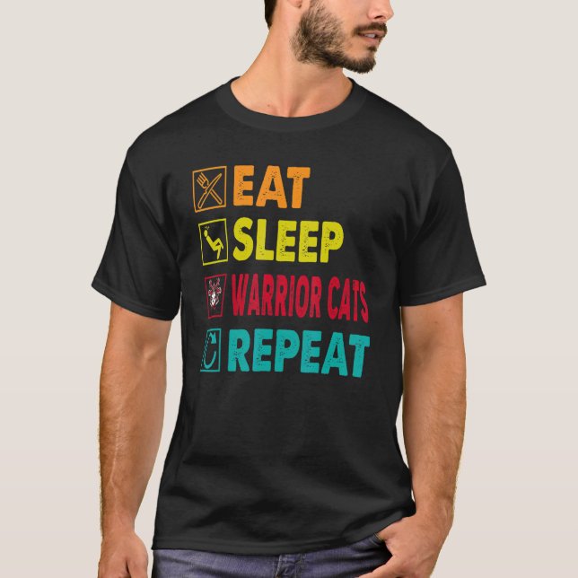 Camiseta Comer Gato-Sono Guerreiro Repetir Gato Guerreiro-G (Frente)