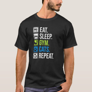 Camiseta Comer Gatos De Giro Com Sono Repetir Formação Musc