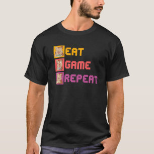Camiseta Comer Jogo Dormir Gamer Panda Dono de Gato Animal 