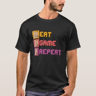 Camiseta Comer Jogo Dormir Gamer Panda Dono de Gato Animal 