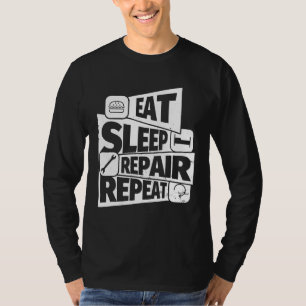 Camiseta Comer Mecânico do Reparo Mecânico do Carro Repetit