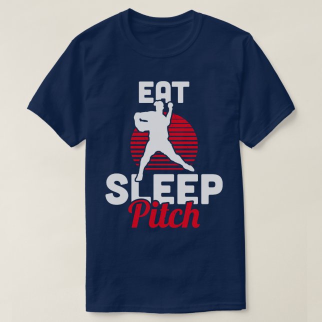 Camiseta Comer o Baseball com distância do sono (Frente do Design)