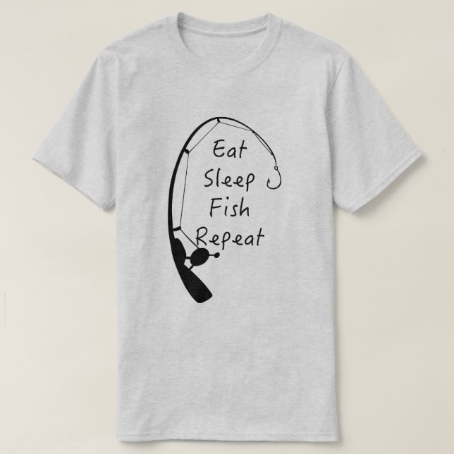 Camiseta Comer peixe adormecido repetir camisa-T masculina (Frente do Design)