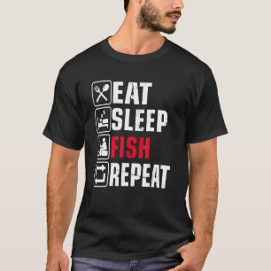 Camiseta Comer Peixes De Sono Repetição De Férias Para Home