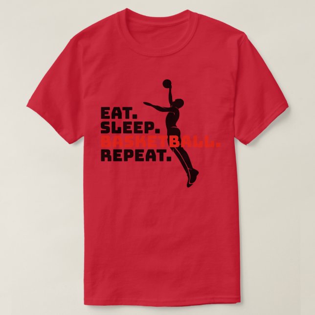 CAMISETA COMER REPETIÇÃO DE BASQUETEBOL DE SONO (Frente do Design)
