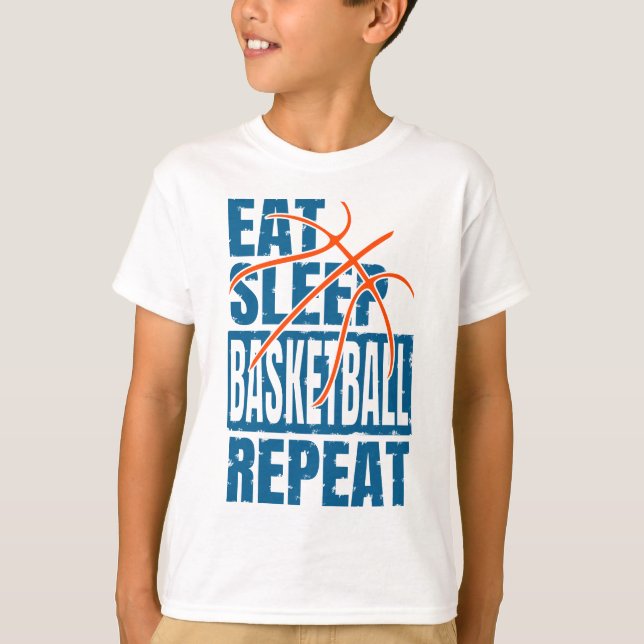 CAMISETA COMER REPETIÇÃO DE BASQUETEBOL DE SONO (Frente)