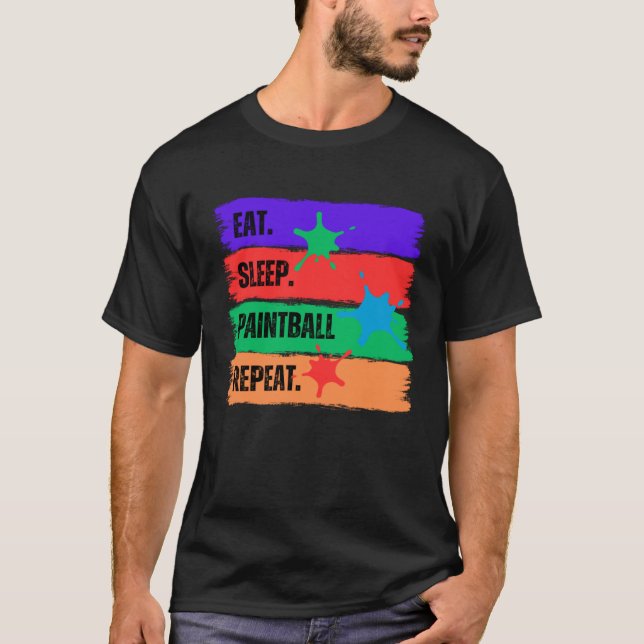 CAMISETA COMER REPETIÇÃO DE PAINTBALL DE SONO (Frente)
