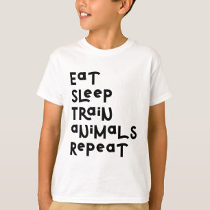 Camiseta Comer Sleep Animal Train Repetir Slogan Motivacion