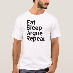 Camiseta Comer sono argumentar repetir - texto negro advoga