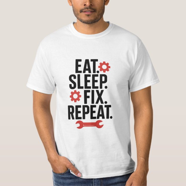 Camiseta Comer T-Shirt Mecânico de Correção de Sono (Frente)