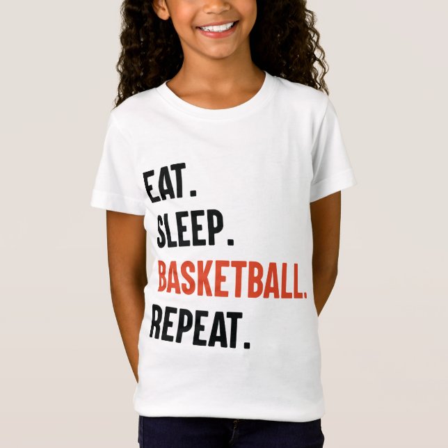 Camiseta Comer T-Shirts Crianças Repetitivas De Basquete (Frente)