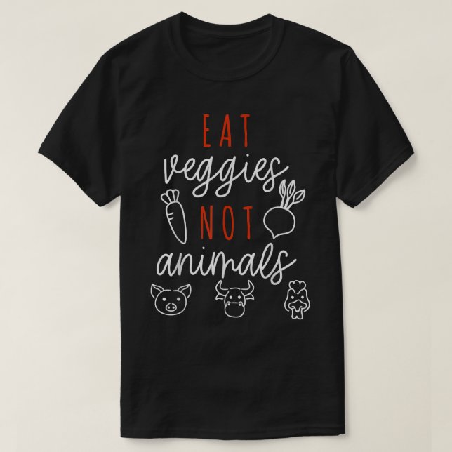 Camiseta Comer vegetais Não Animais Vegan Vegetarianos F (Frente do Design)