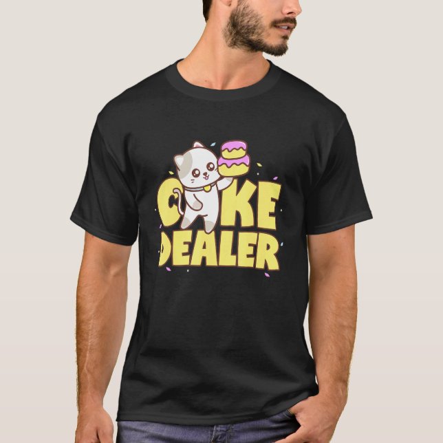 Camiseta Comerciante de Bolo Doce Dente Com Torta (Frente)
