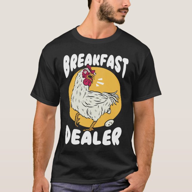 Camiseta Comerciante de Café da Manhã Fazendeiro de Frango  (Frente)