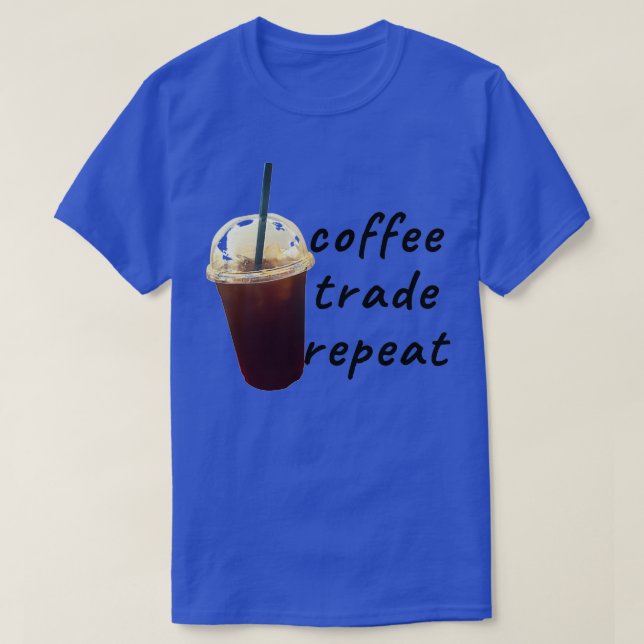Camiseta Comércio de café e repetição (Frente do Design)