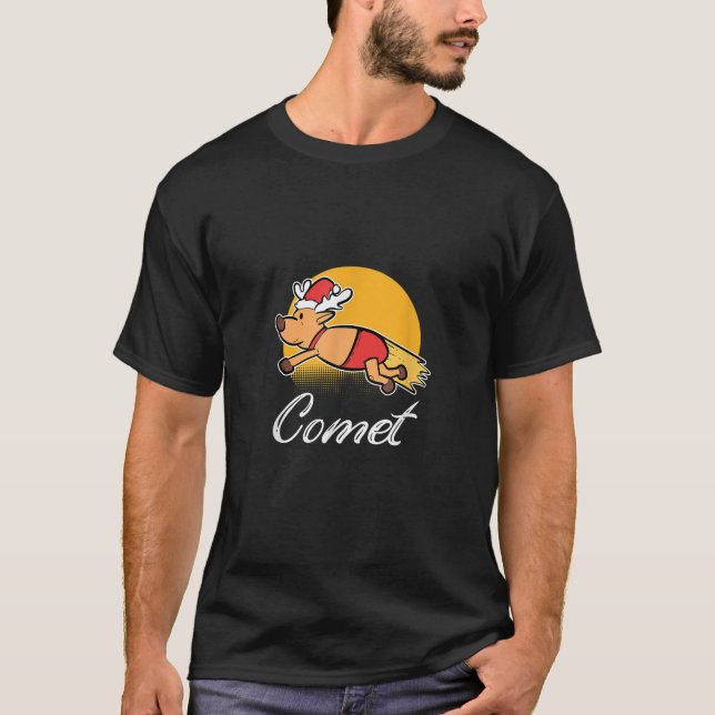 Camiseta Comet Reindeer Figurino de Natal Feio Sw de Natal (Frente)