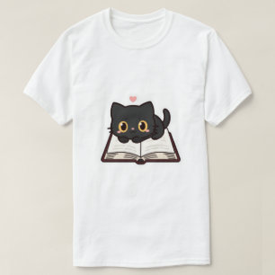 Camiseta Comfort Colors com Gato Preto e Livro Bor