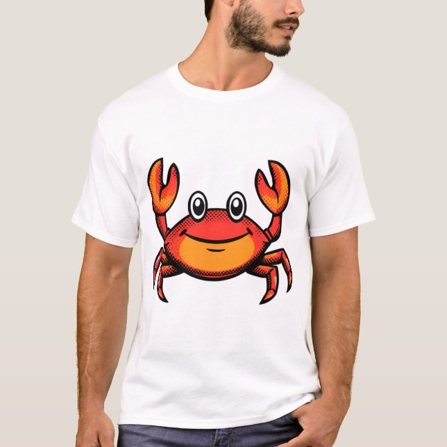 Camiseta Comic Halftone Crab Cartoon (Frente)