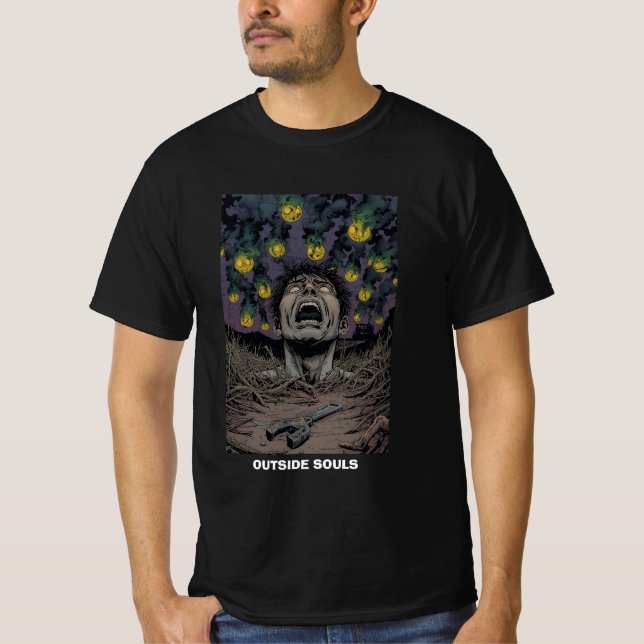 Camiseta Comic Horror Nightmare Screaming Face Green Smoke  (Frente)
