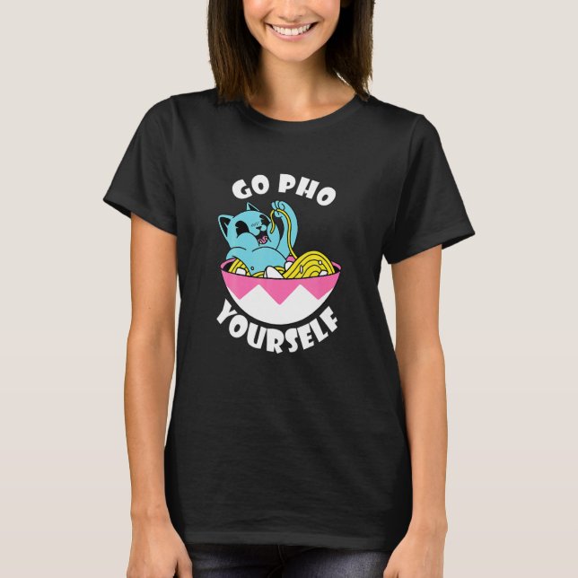 Camiseta Comida Asiática de comida Gato Pho Sopa Pho (Frente)